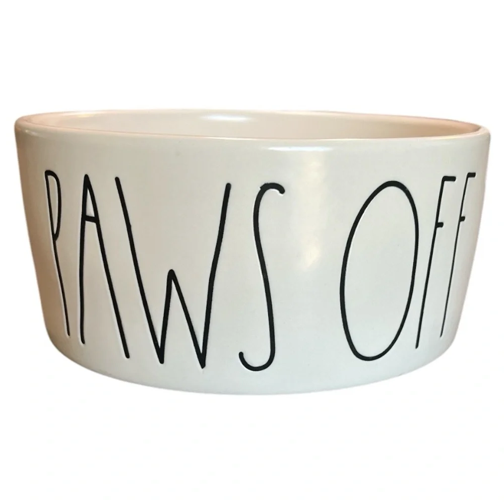 RAE DUNN Bowl Dog Cat Pet 6” PAWS OFF Bowl Water Food Dish Artisan Collection